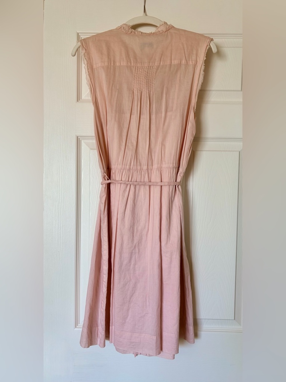 LOFT Light Pink Sleeveless Dress with Ruffles & Removable Tie — *runs small* - Picture 2 of 4